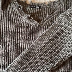 SHEIN Distressed Cropped Sweater